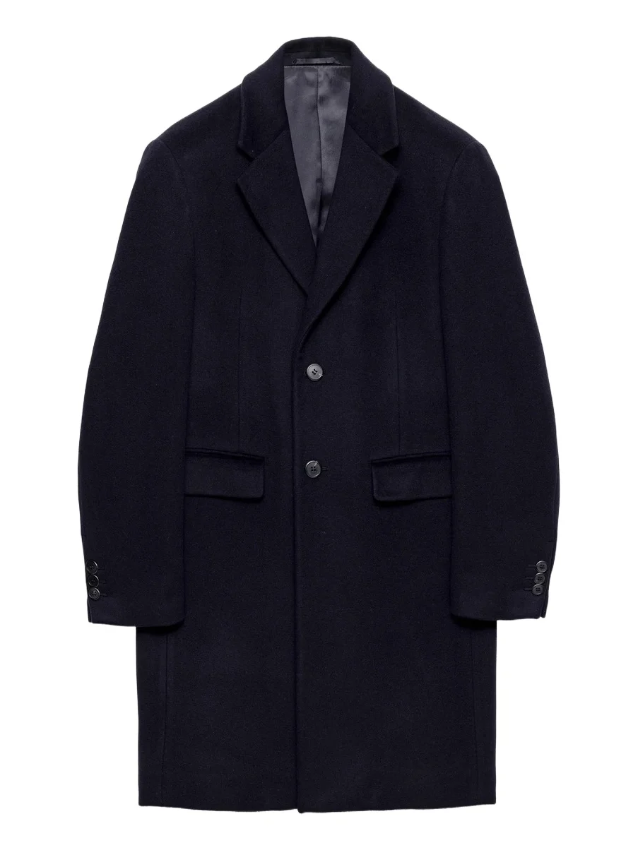 Prada Men's Single-Breasted Wool and Cashmere Coat - Blue