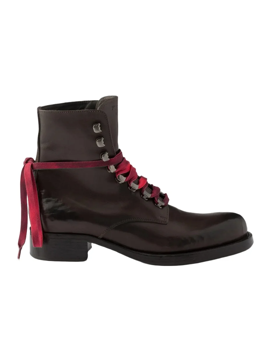 Prada Women's Leather Laced Booties