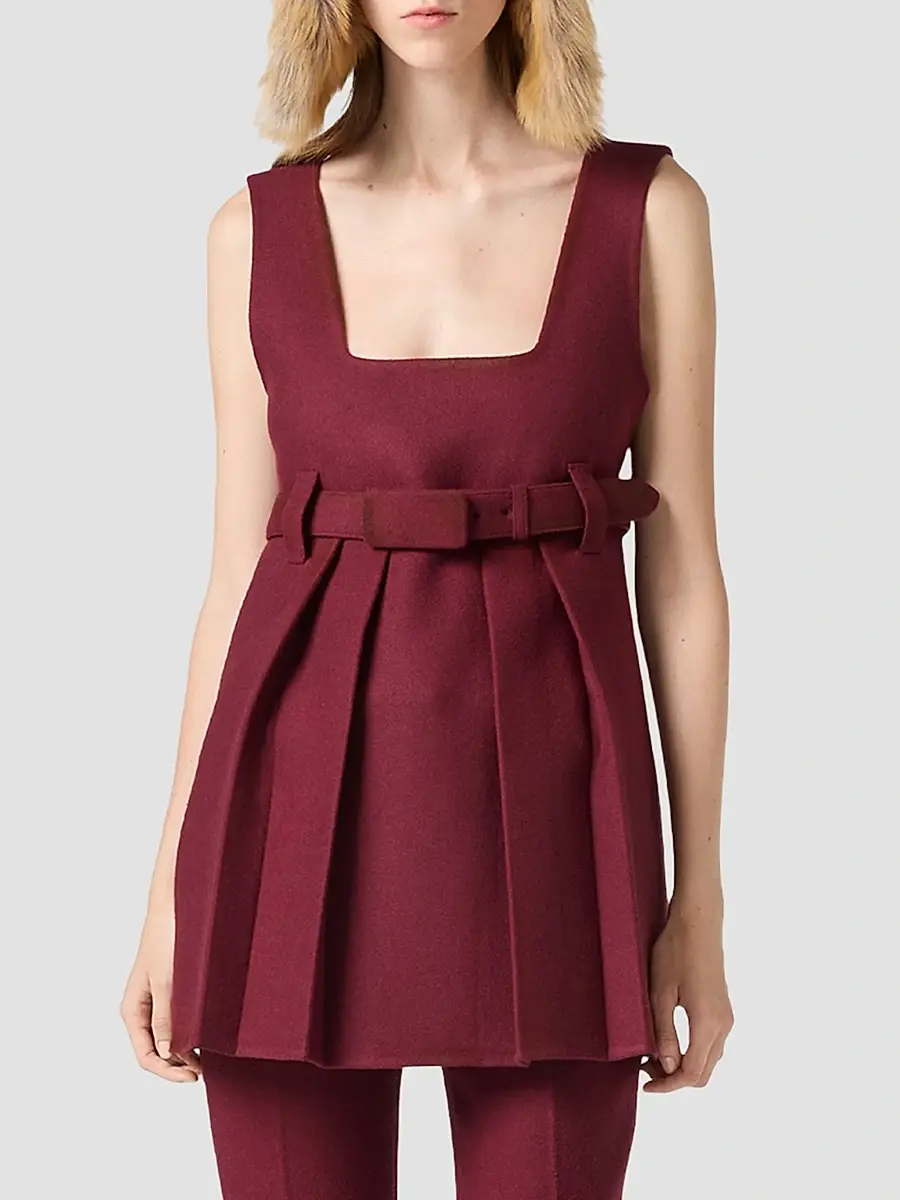 Miu Miu Women's Waxed Double Wool Dress | Thumbnail 3 Miu Miu Women's Waxed Double Wool Dress | Thumbnail 3