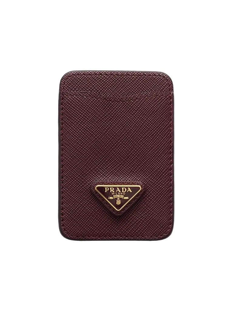 Prada Women's Saffiano Leather Card Holder - Dark Red | Image 1 Prada Women's Saffiano Leather Card Holder - Dark Red | Image 1