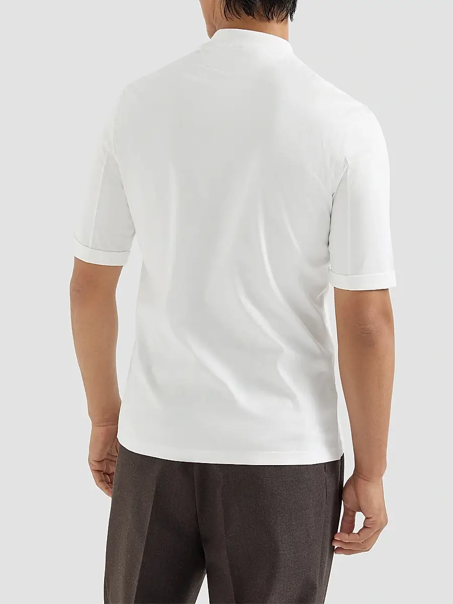Brunello Cucinelli Men's Cotton Jersey Mock Neck T-Shirt | Thumbnail 4 Brunello Cucinelli Men's Cotton Jersey Mock Neck T-Shirt | Thumbnail 4