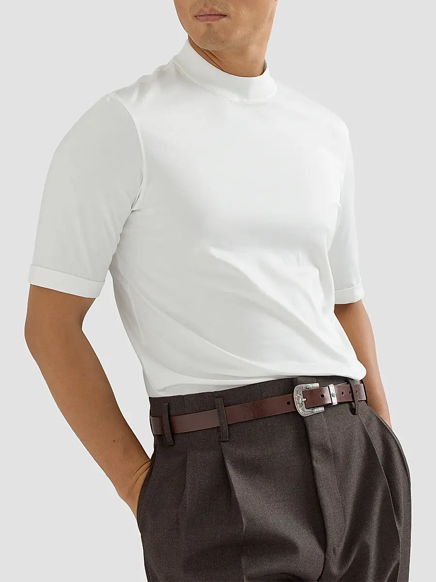 Brunello Cucinelli Men's Cotton Jersey Mock Neck T-Shirt | Thumbnail 5 Brunello Cucinelli Men's Cotton Jersey Mock Neck T-Shirt | Thumbnail 5