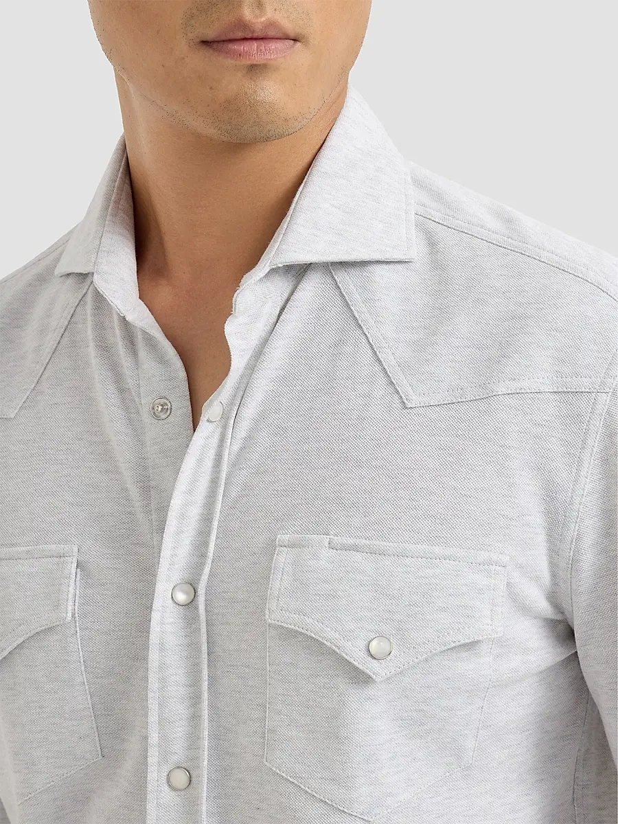 Brunello Cucinelli Men's Cotton Piqué Western Shirt | Thumbnail 5