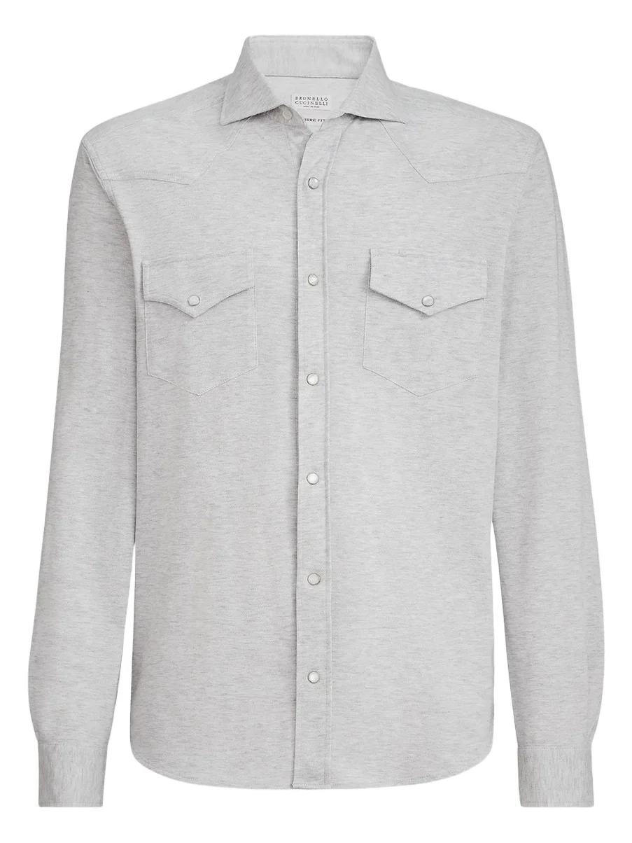 Brunello Cucinelli Men's Cotton Piqué Western Shirt