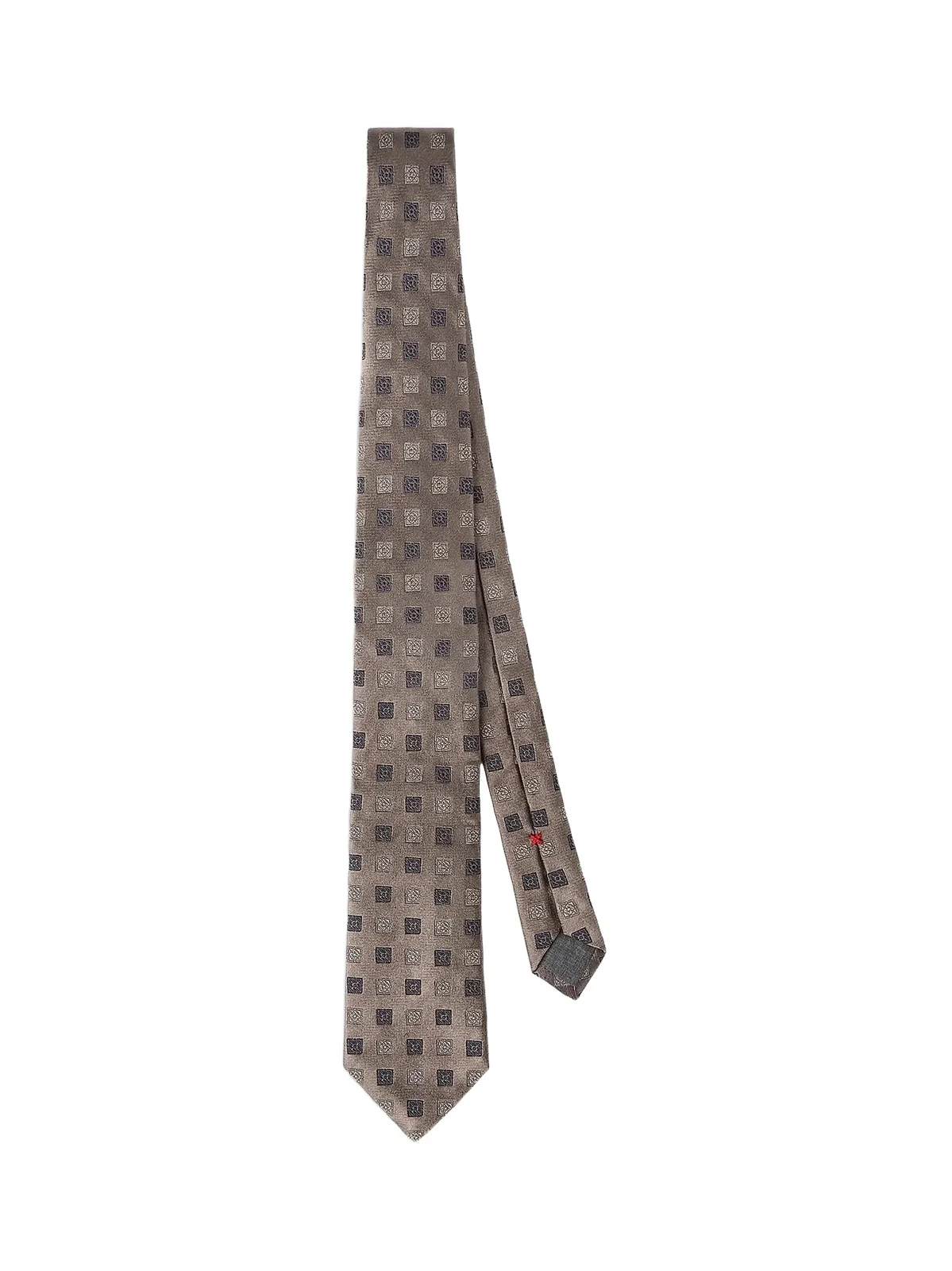 Brunello Cucinelli Men's Silk Tie with Square Pattern - Brown