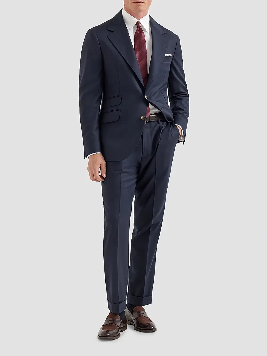 Brunello Cucinelli Men's Virgin Wool Flannel Deconstructed Cavallo Blazer | Thumbnail 2 Brunello Cucinelli Men's Virgin Wool Flannel Deconstructed Cavallo Blazer | Thumbnail 2