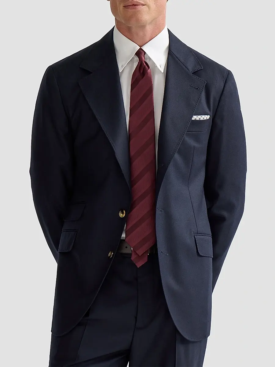 Brunello Cucinelli Men's Virgin Wool Flannel Deconstructed Cavallo Blazer | Thumbnail 4 Brunello Cucinelli Men's Virgin Wool Flannel Deconstructed Cavallo Blazer | Thumbnail 4