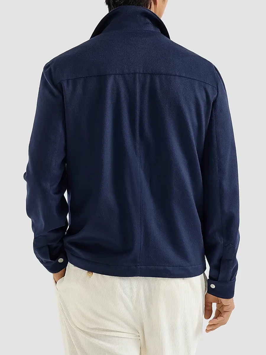 Brunello Cucinelli Men's Lightweight Cashmere Flannel Outerwear Jacket | Thumbnail 4