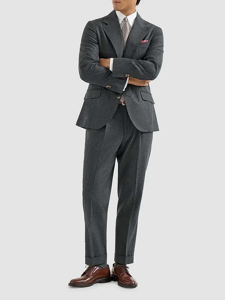Brunello Cucinelli Men's Virgin Wool Flannel Deconstructed Cavallo Blazer | Thumbnail 2 Brunello Cucinelli Men's Virgin Wool Flannel Deconstructed Cavallo Blazer | Thumbnail 2