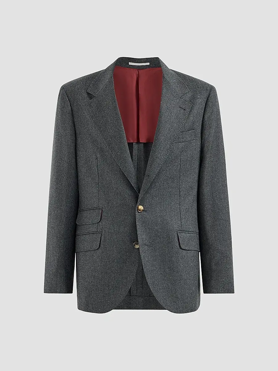 Brunello Cucinelli Men's Virgin Wool Flannel Deconstructed Cavallo Blazer | Thumbnail 3 Brunello Cucinelli Men's Virgin Wool Flannel Deconstructed Cavallo Blazer | Thumbnail 3