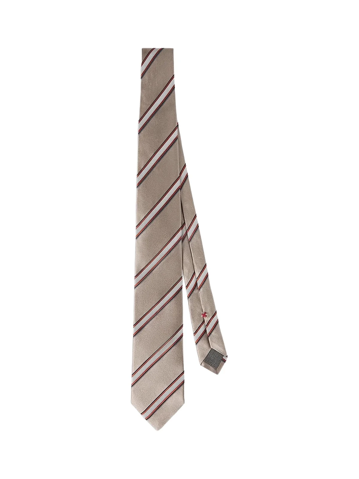Brunello Cucinelli Men's Regimental Stripe Silk and Cotton Tie - Earth