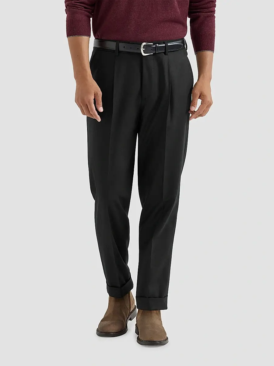 Brunello Cucinelli Men's Virgin Wool Flannel Trousers with Pleats - Black | Thumbnail 3 Brunello Cucinelli Men's Virgin Wool Flannel Trousers with Pleats - Black | Thumbnail 3