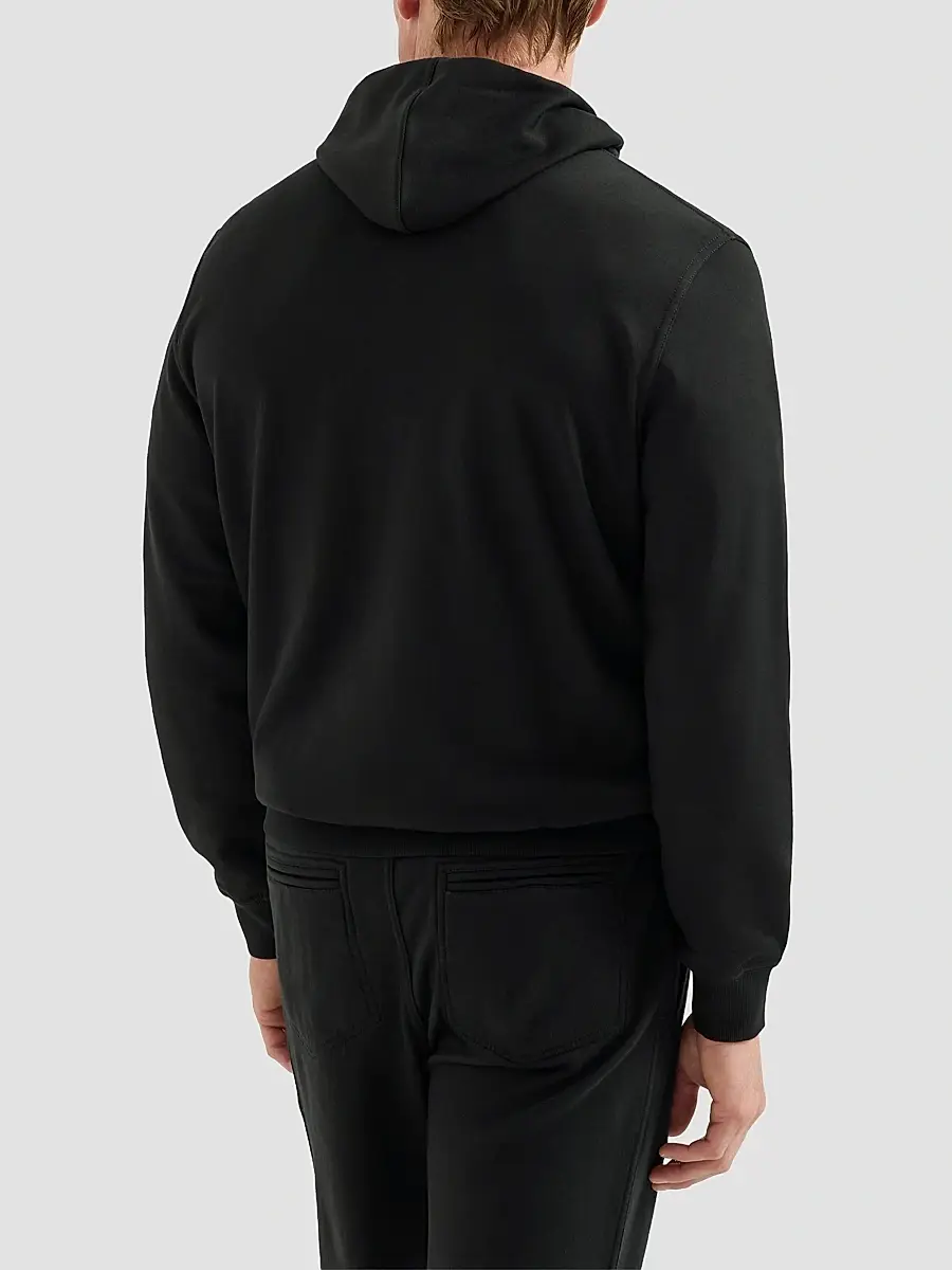 Brunello Cucinelli Men's Techno Cotton French Terry Hooded Sweatshirt with Zipper - Black | Thumbnail 4