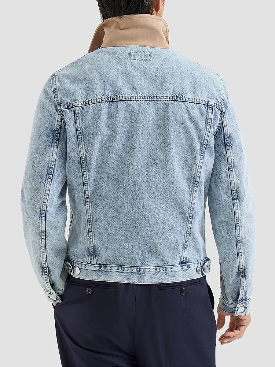 Brunello Cucinelli Men's Denim Outerwear Jacket with Suede Collar - Light Denim | Thumbnail 4 Brunello Cucinelli Men's Denim Outerwear Jacket with Suede Collar - Light Denim | Thumbnail 4
