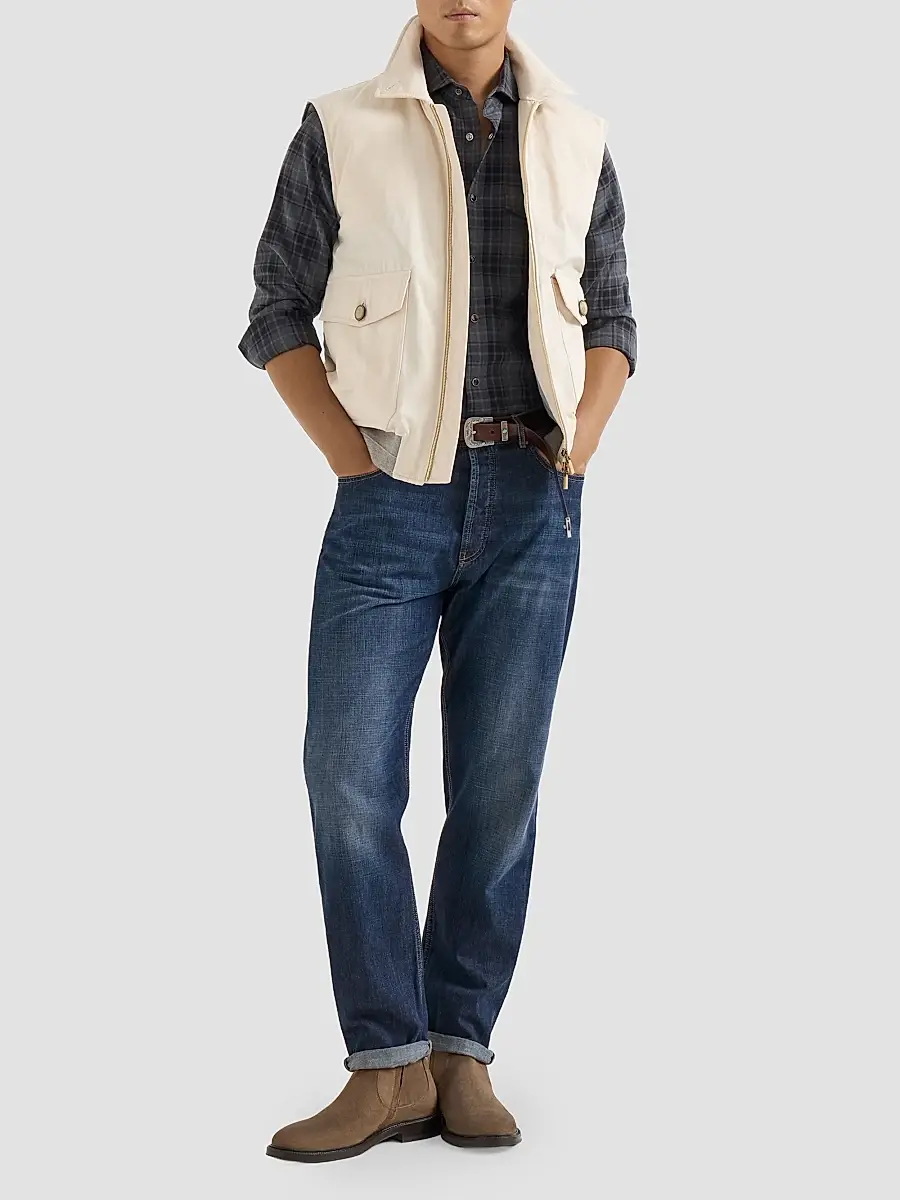 Brunello Cucinelli Men's Lightweight Old Denim Iconic Fit Five-Pocket Jeans | Thumbnail 2