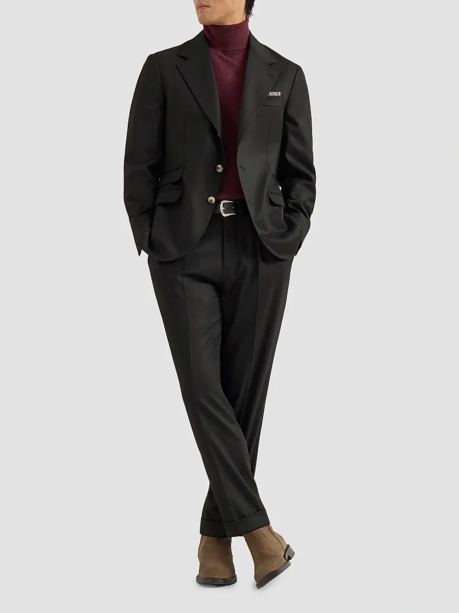 Brunello Cucinelli Men's Virgin Wool Flannel Deconstructed Cavallo Blazer | Thumbnail 2 Brunello Cucinelli Men's Virgin Wool Flannel Deconstructed Cavallo Blazer | Thumbnail 2