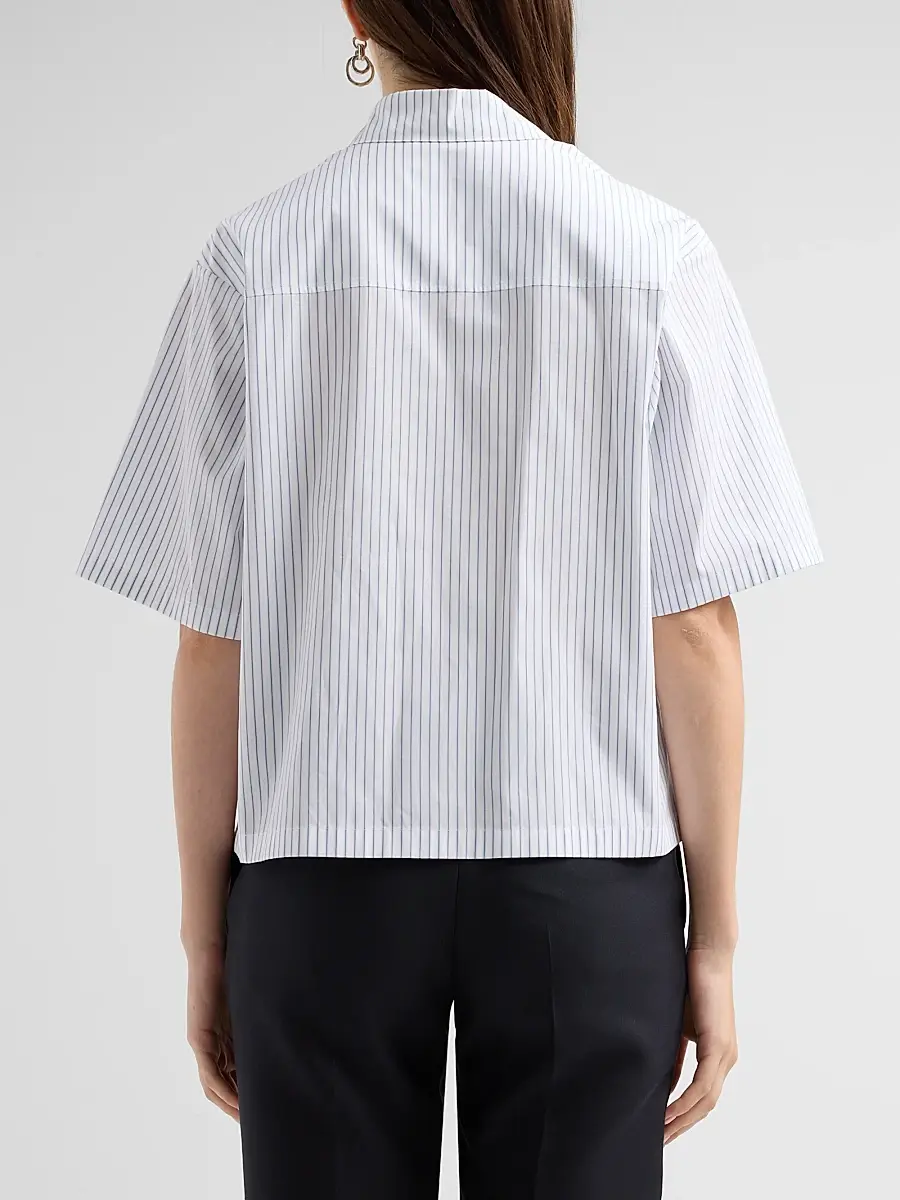 Jil Sander Women's Pinstripe Cotton Poplin Short-Sleeve Shirt | Thumbnail 3 Jil Sander Women's Pinstripe Cotton Poplin Short-Sleeve Shirt | Thumbnail 3