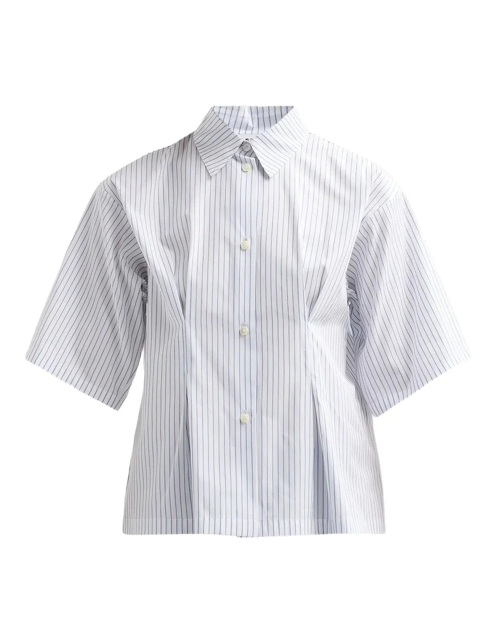 Jil Sander Women's Pinstripe Cotton Poplin Short-Sleeve Shirt