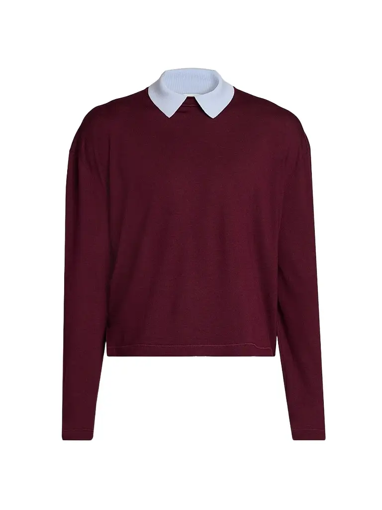 Jil Sander Men's Contrast Collar Wool Sweater | Image 1 Jil Sander Men's Contrast Collar Wool Sweater | Image 1