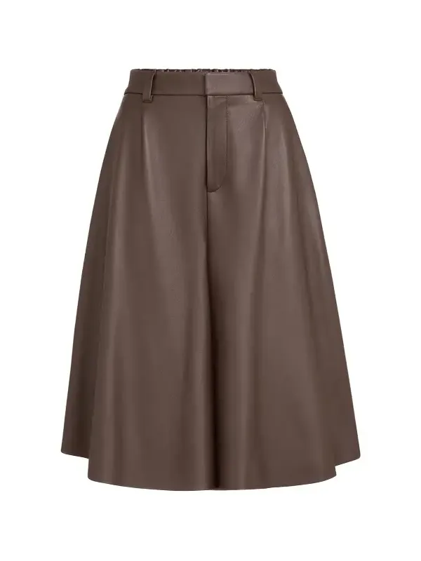 Nappa leather wide Bermuda shorts