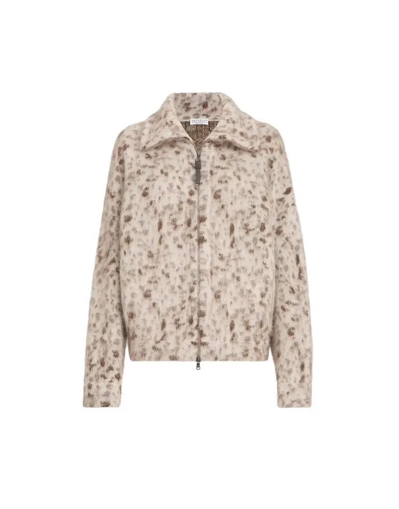 Brunello Cucinelli Mohair and wool lynx jacquard cardigan | Image 1 Brunello Cucinelli Mohair and wool lynx jacquard cardigan | Image 1