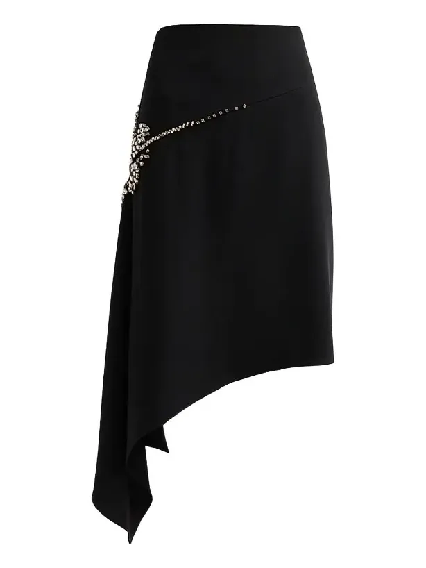 Cinq à Sept Women's Alethia Crystal Cascade Asymmetric Knee-Length Skirt