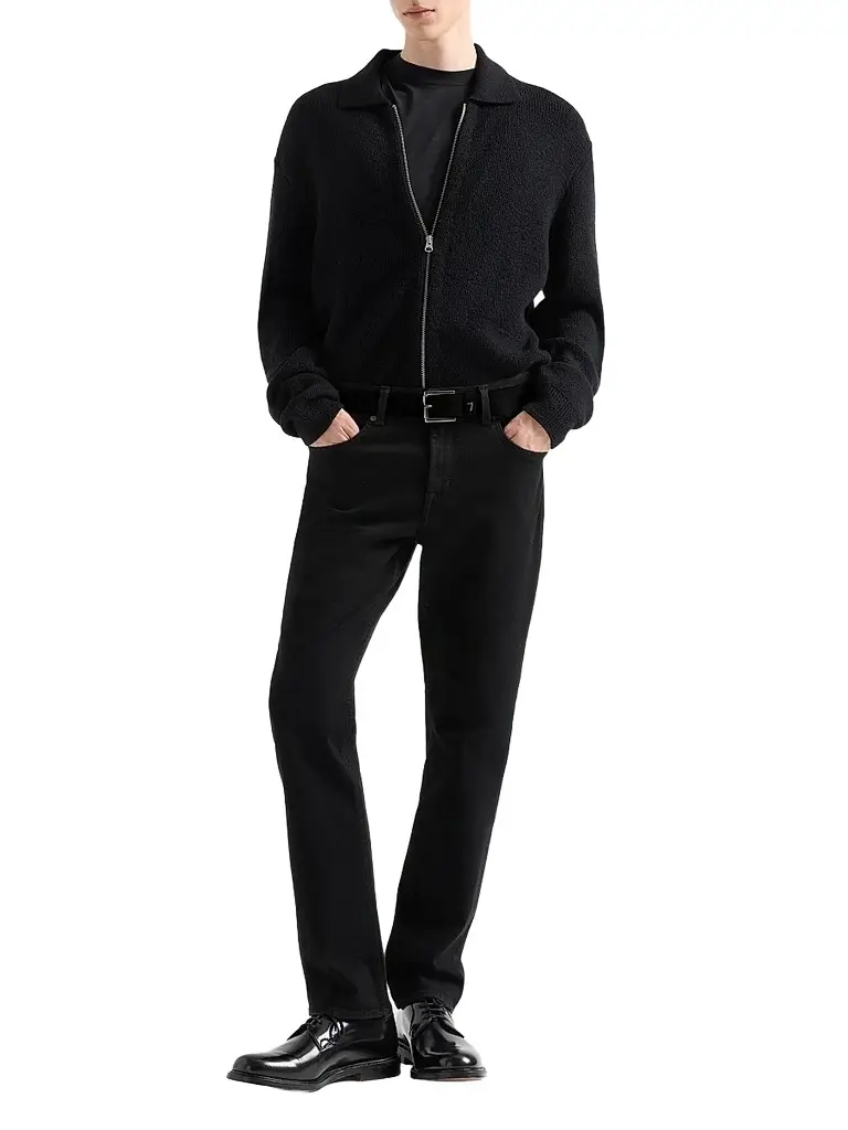 7 For All Mankind Men's Cotton-Blend Full-Zip Polo Sweater | Thumbnail 2