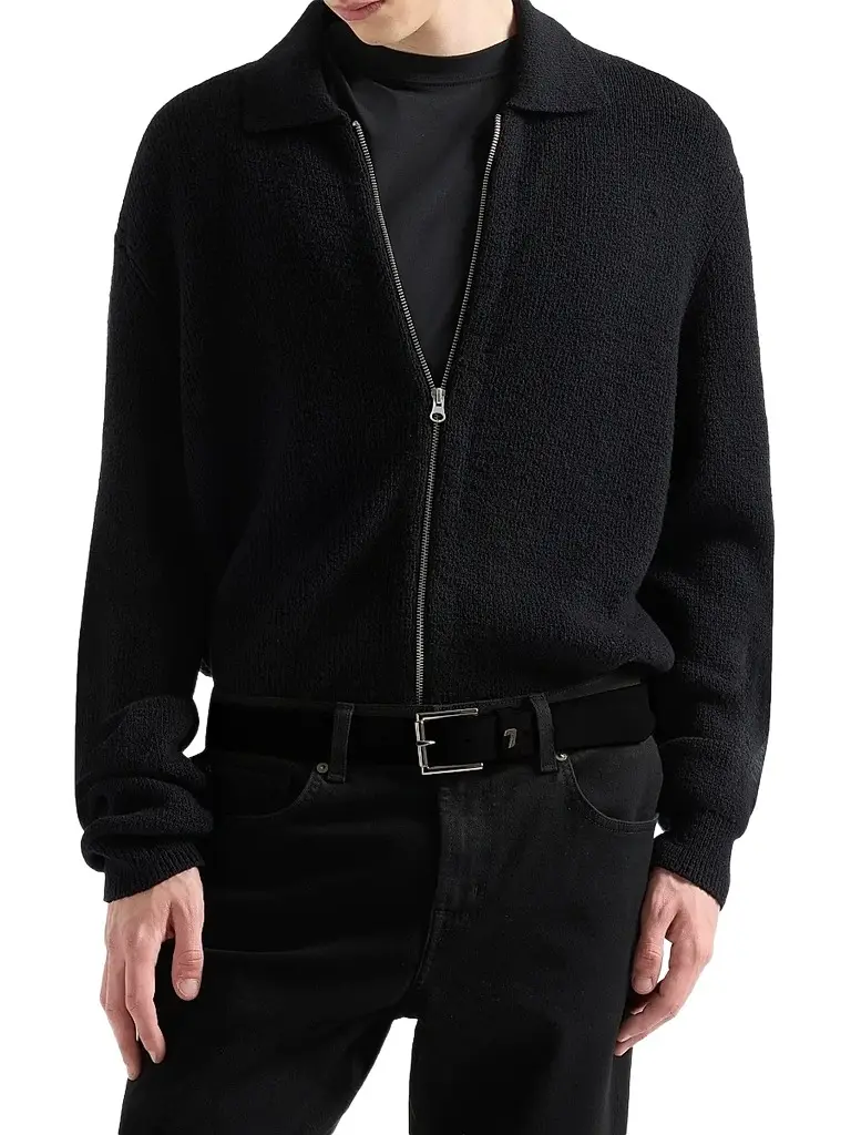 7 For All Mankind Men's Cotton-Blend Full-Zip Polo Sweater | Thumbnail 4