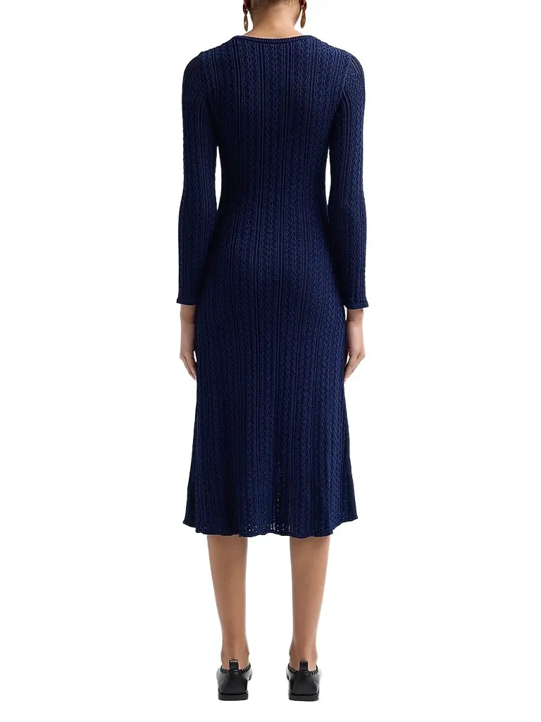 Elie Tahari Women's Julietta Pointelle-Knit A-Line Midi Dress | Thumbnail 3 Elie Tahari Women's Julietta Pointelle-Knit A-Line Midi Dress | Thumbnail 3