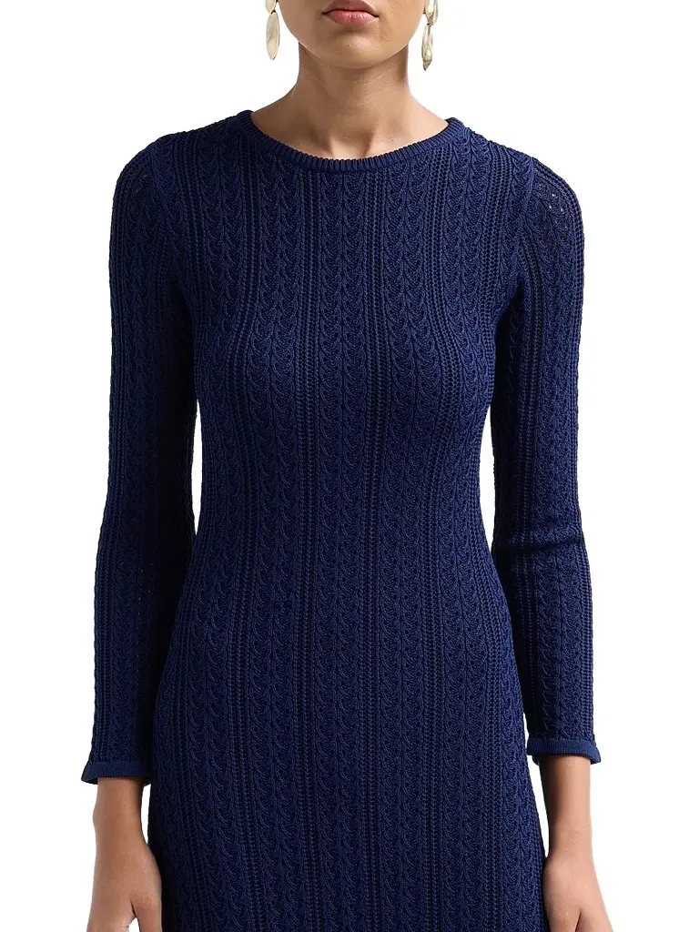 Elie Tahari Women's Julietta Pointelle-Knit A-Line Midi Dress | Thumbnail 5 Elie Tahari Women's Julietta Pointelle-Knit A-Line Midi Dress | Thumbnail 5