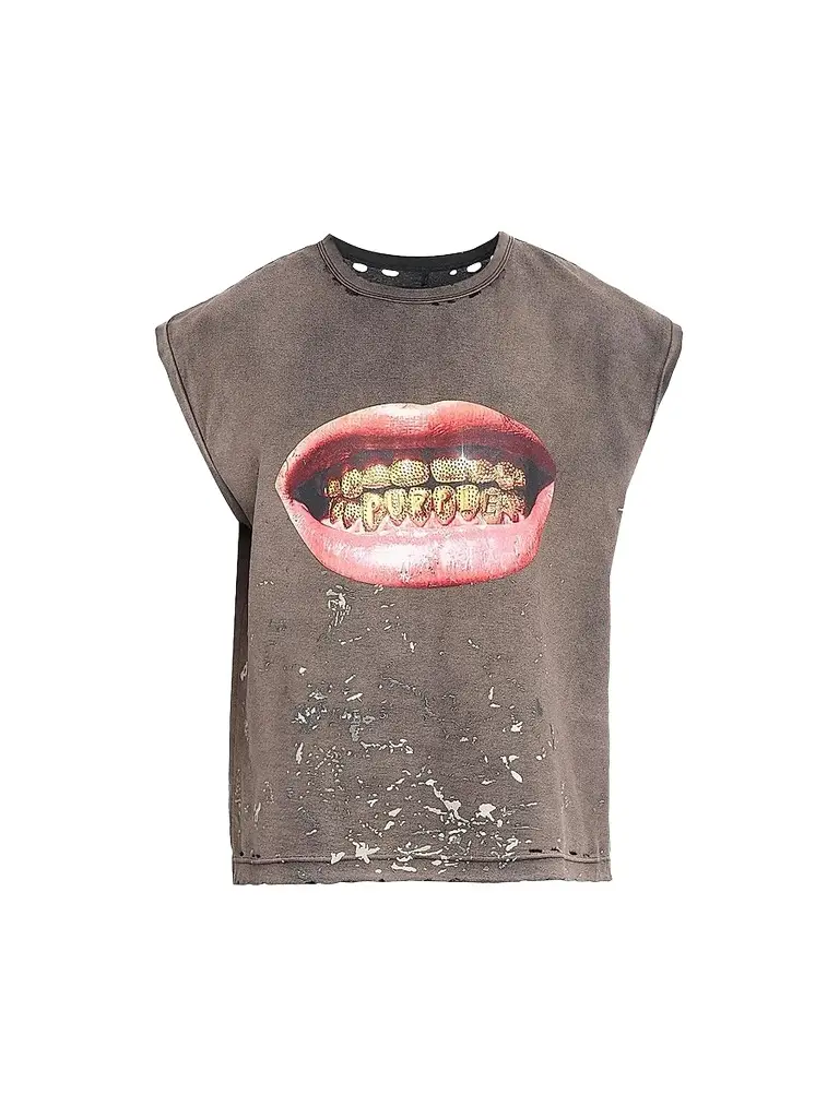 Purple Brand Men's Grill Textured Cotton Jersey Sleeveless T-Shirt - Brown - Size XXL | Image 1 Purple Brand Men's Grill Textured Cotton Jersey Sleeveless T-Shirt - Brown - Size XXL | Image 1