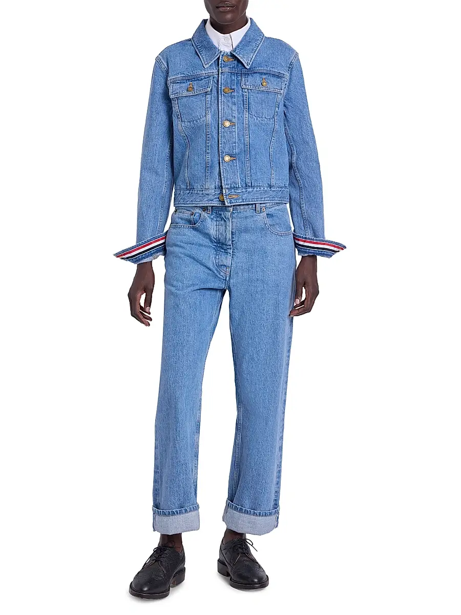 Thom Browne Women's Shrunken-Fit Denim Jacket | Thumbnail 2 Thom Browne Women's Shrunken-Fit Denim Jacket | Thumbnail 2
