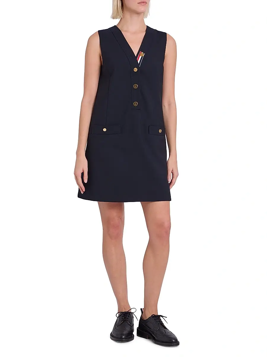 Thom Browne Women's V-Neck Wool Cardigan Minidress | Thumbnail 2