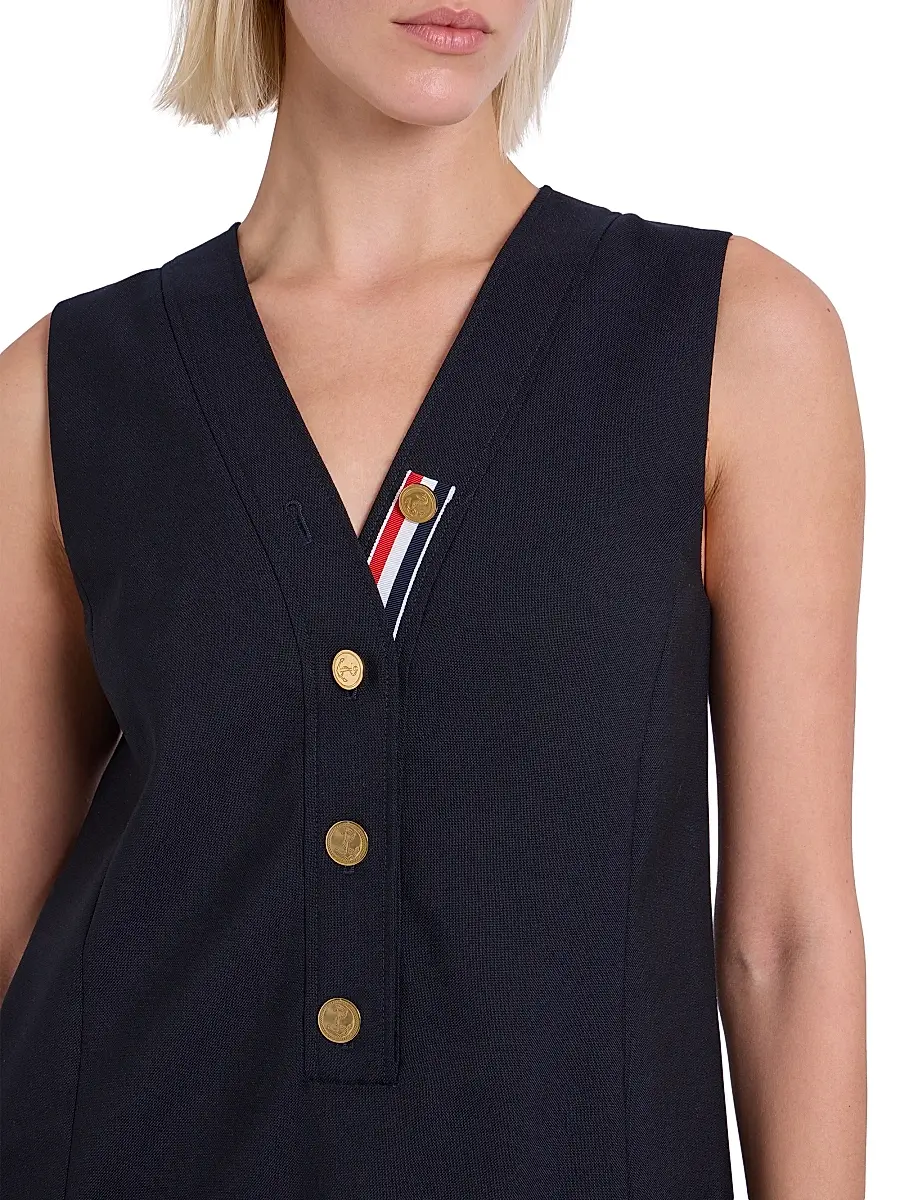 Thom Browne Women's V-Neck Wool Cardigan Minidress | Thumbnail 6