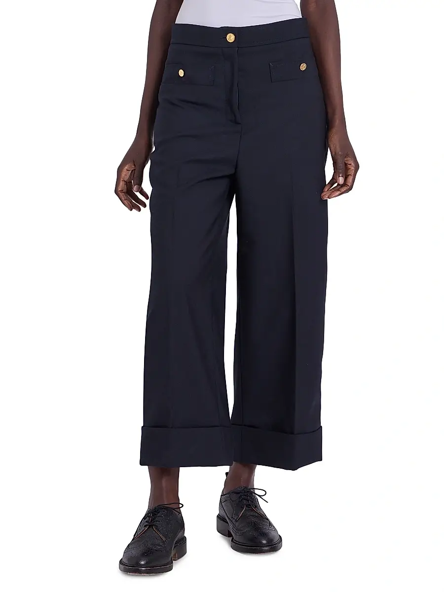 Thom Browne Women's Wool Cardigan-Style Pocket Trousers | Thumbnail 3 Thom Browne Women's Wool Cardigan-Style Pocket Trousers | Thumbnail 3