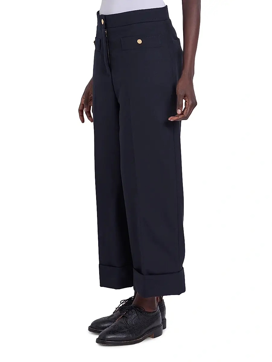 Thom Browne Women's Wool Cardigan-Style Pocket Trousers | Thumbnail 4 Thom Browne Women's Wool Cardigan-Style Pocket Trousers | Thumbnail 4