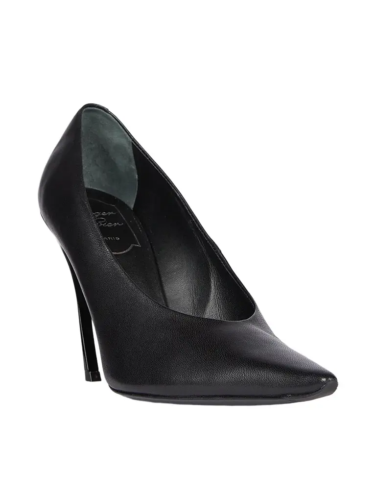 Roger Vivier Women's Choc Decollette 100MM Leather Curved-Heel Pumps | Thumbnail 2 Roger Vivier Women's Choc Decollette 100MM Leather Curved-Heel Pumps | Thumbnail 2