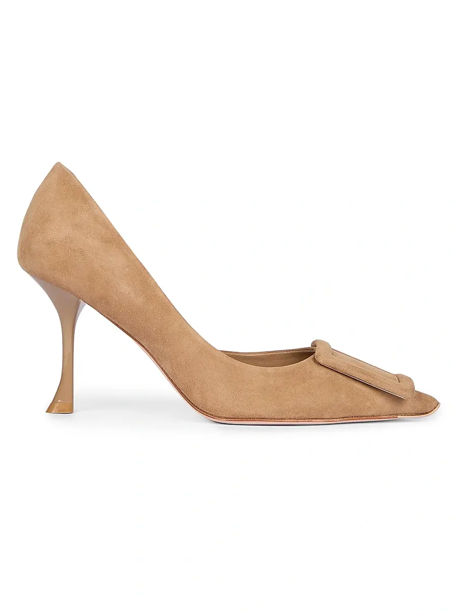 Roger Vivier Women's Viv Ville 85MM Suede D'Orsay Pumps - Tabacco Chiaro | Image 1 Roger Vivier Women's Viv Ville 85MM Suede D'Orsay Pumps - Tabacco Chiaro | Image 1