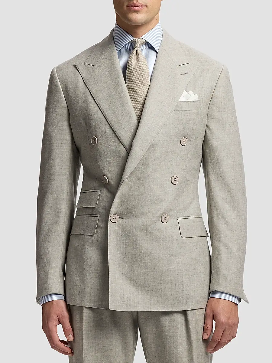 Ralph Lauren Purple Label Men's Double-Breasted Wool Flannel Suit | Thumbnail 9