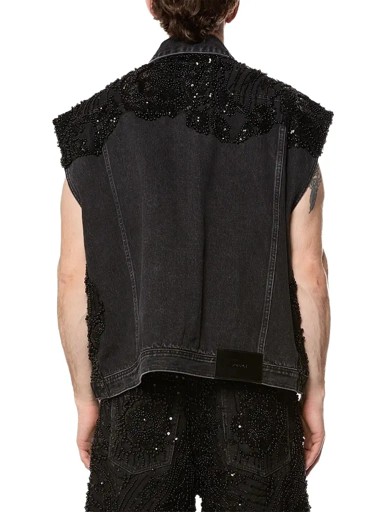 Purple Brand Men's Embellished Mesh Cotton Vest | Thumbnail 2 Purple Brand Men's Embellished Mesh Cotton Vest | Thumbnail 2