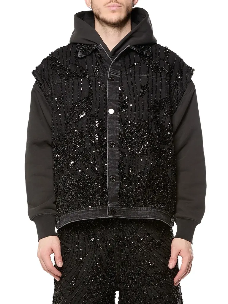 Purple Brand Men's Embellished Mesh Cotton Vest | Thumbnail 3 Purple Brand Men's Embellished Mesh Cotton Vest | Thumbnail 3