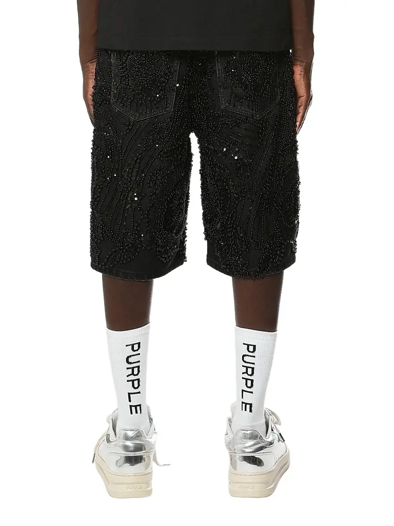 Purple Brand Men's Embellished Denim Shorts | Thumbnail 2 Purple Brand Men's Embellished Denim Shorts | Thumbnail 2