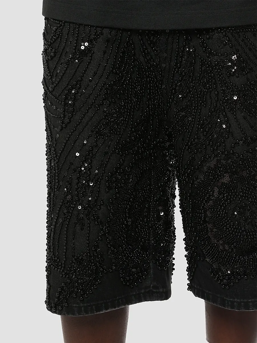 Purple Brand Men's Embellished Denim Shorts | Thumbnail 4 Purple Brand Men's Embellished Denim Shorts | Thumbnail 4