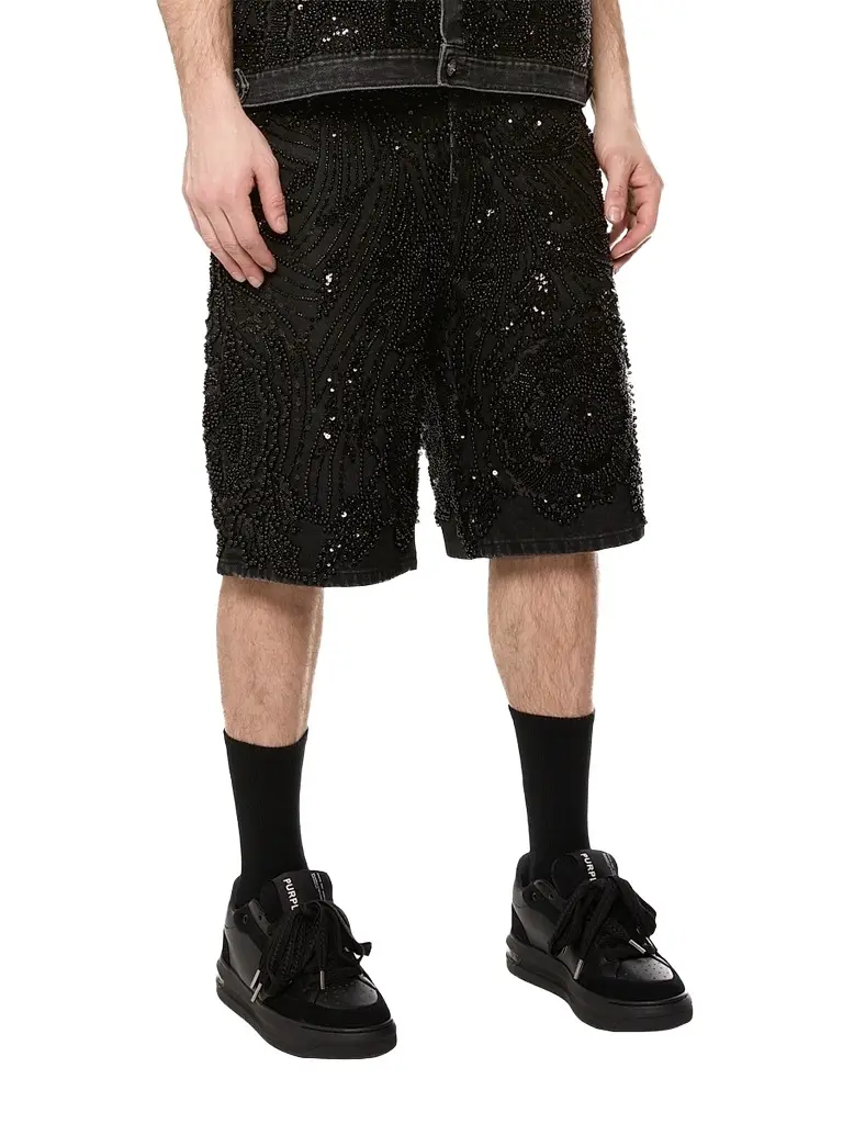 Purple Brand Men's Embellished Denim Shorts | Thumbnail 5 Purple Brand Men's Embellished Denim Shorts | Thumbnail 5