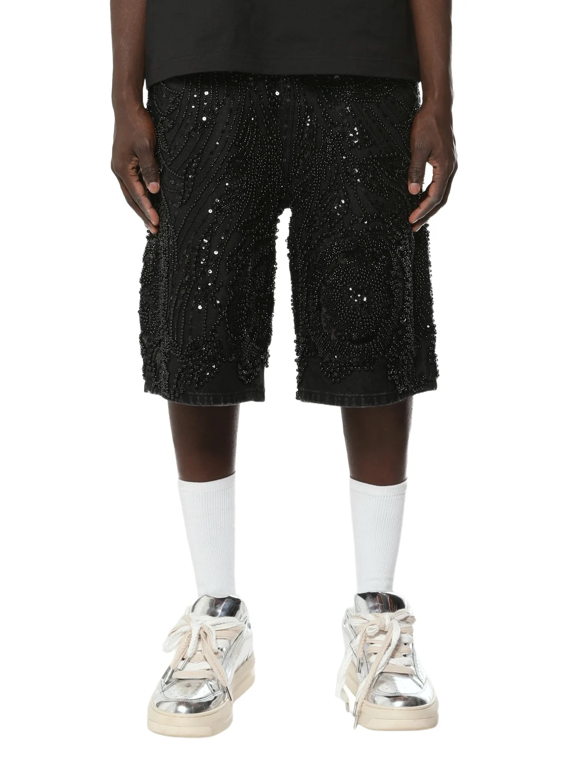 Men's Embellished Denim Shorts Men's Embellished Denim Shorts