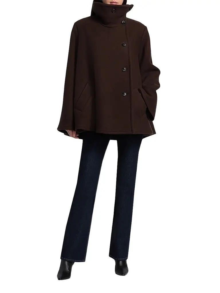 Co Women's Draped Collar Wool-Blend Coat | Thumbnail 2 Co Women's Draped Collar Wool-Blend Coat | Thumbnail 2