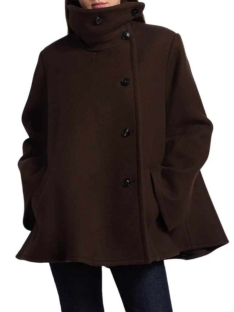 Co Women's Draped Collar Wool-Blend Coat | Thumbnail 3 Co Women's Draped Collar Wool-Blend Coat | Thumbnail 3