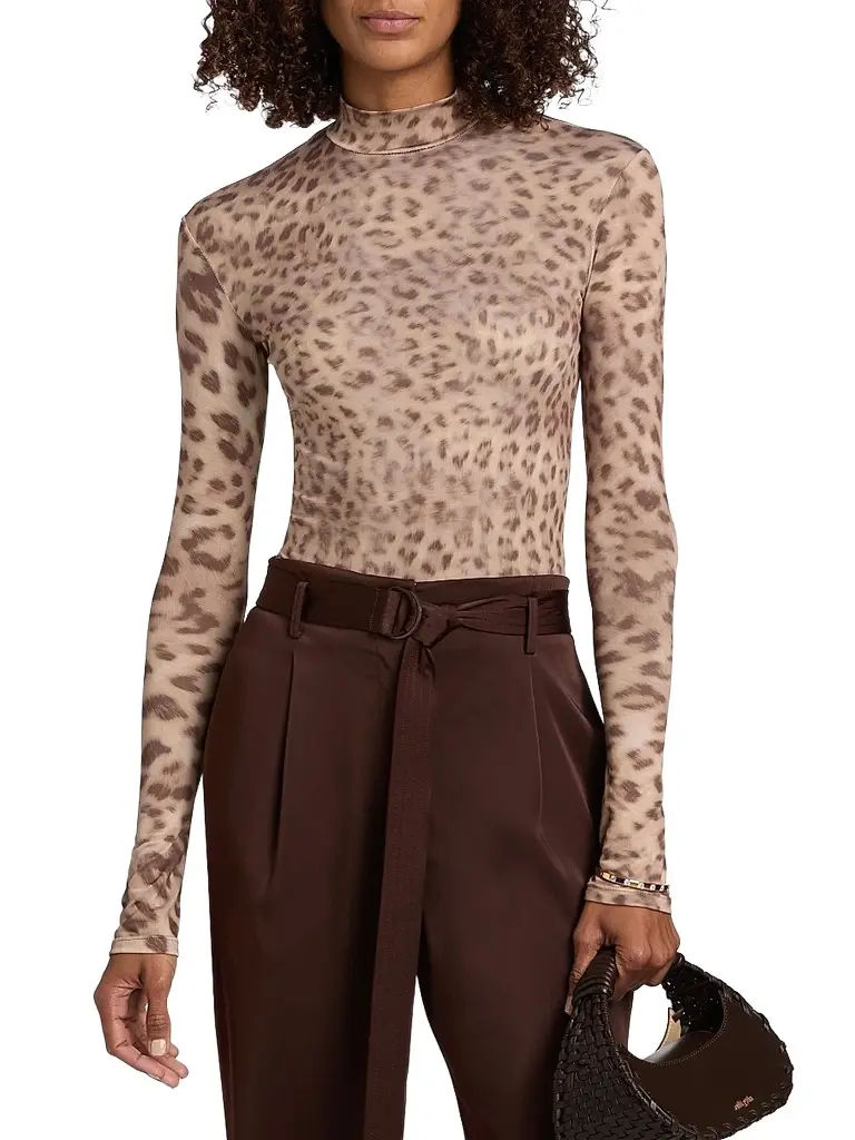 Lapointe Women's Leopard-Print Jersey Bodysuit | Thumbnail 3
