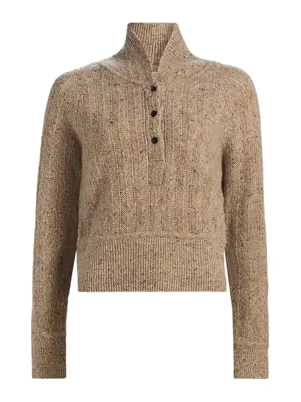 Co Women's Cropped Henley Sweater