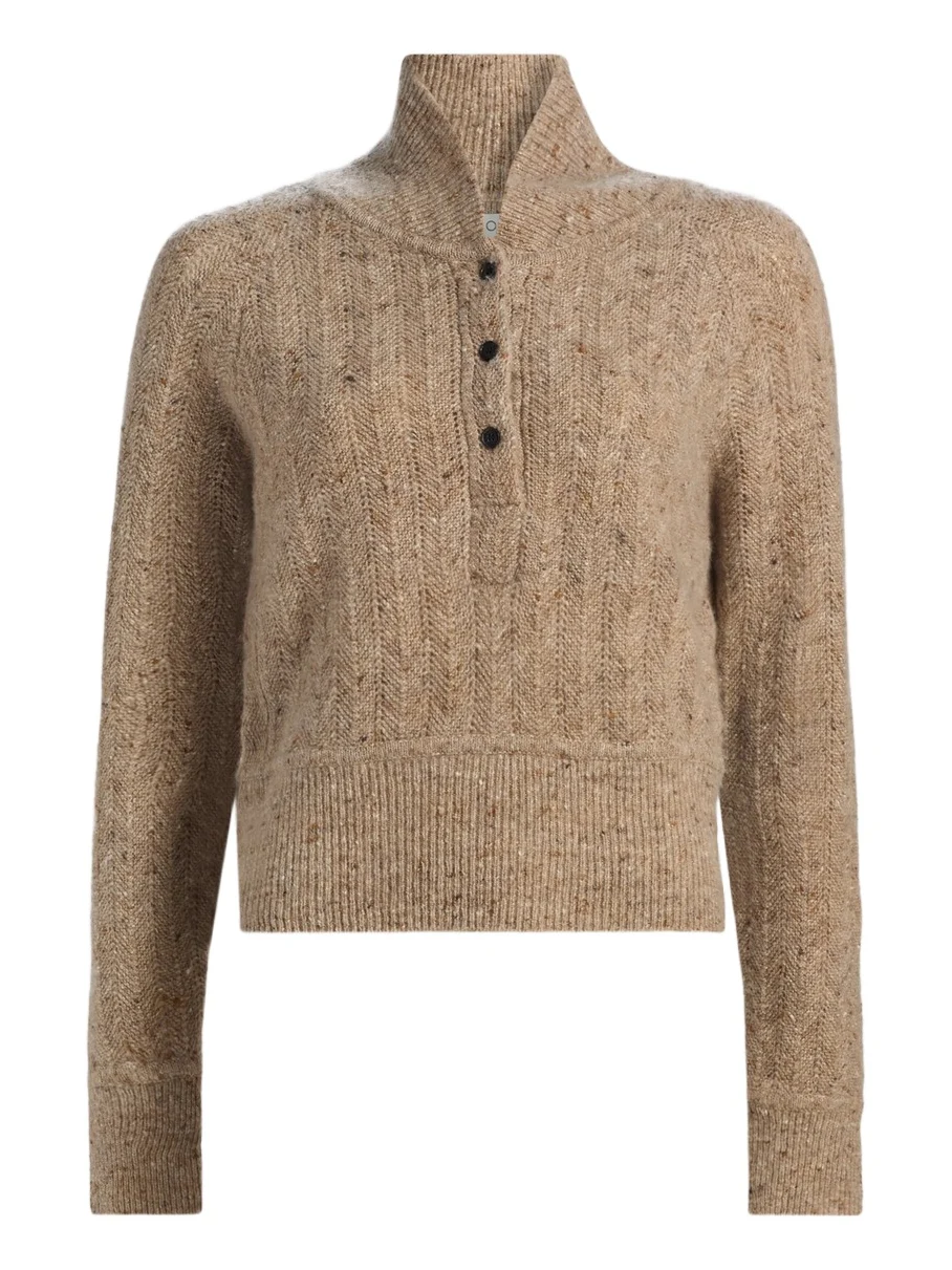 Co Women's Cropped Henley Sweater